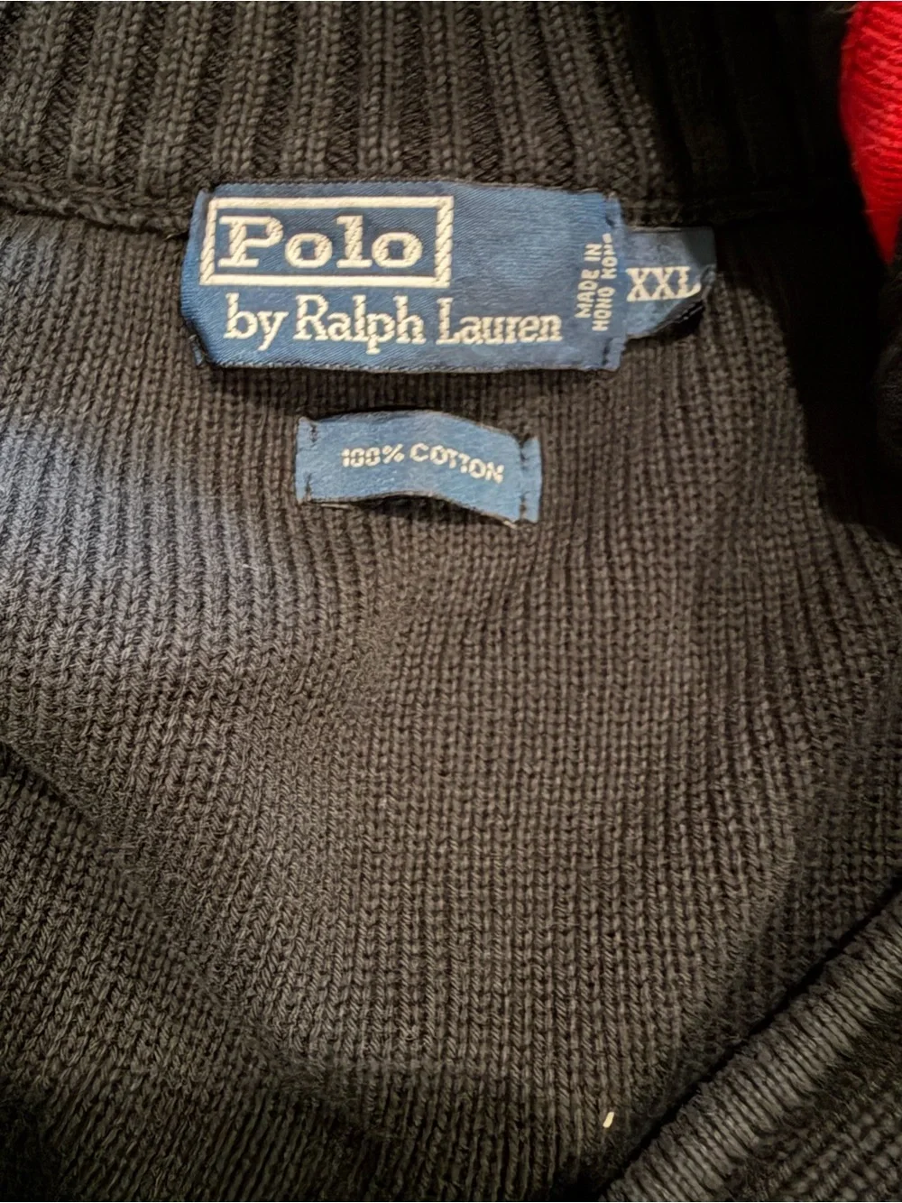 Polo by Ralph Lauren Men's navy blue Zip Sweater Red Trim on sleeve size XXL